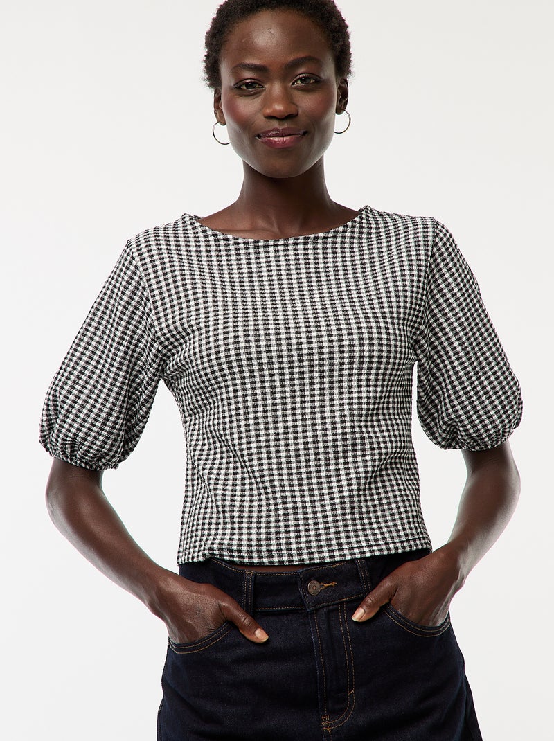 Blouse avec liens à nouer Noir - Kiabi