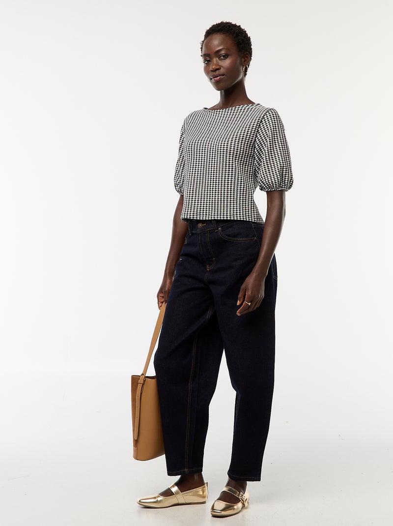 Blouse avec liens à nouer Noir - Kiabi