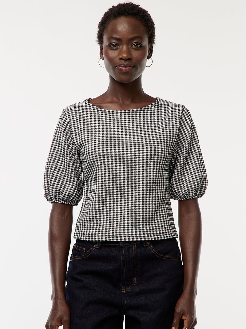 Blouse avec liens à nouer Noir - Kiabi