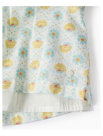 Blouse avec Motif Floral Vintage et Volants