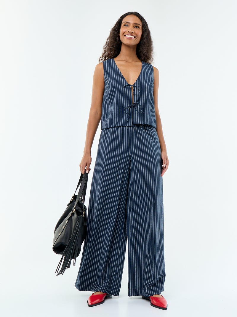 Blouse avec nœuds Bleu - Kiabi