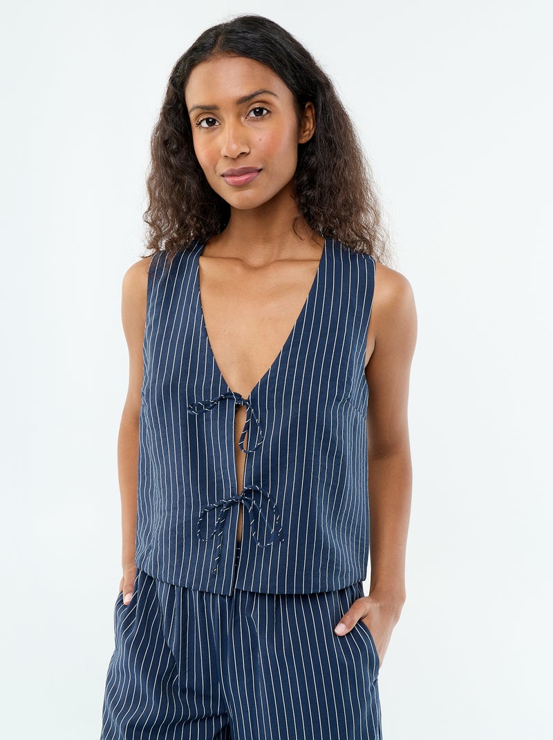 Blouse avec nœuds Bleu - Kiabi