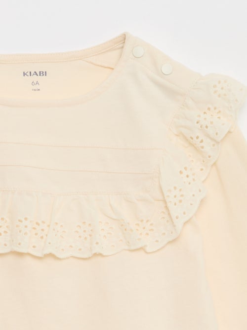Blouse avec plastron avec broderies anglaises - So Easy - Kiabi