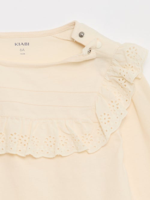 Blouse avec plastron avec broderies anglaises - So Easy - Kiabi