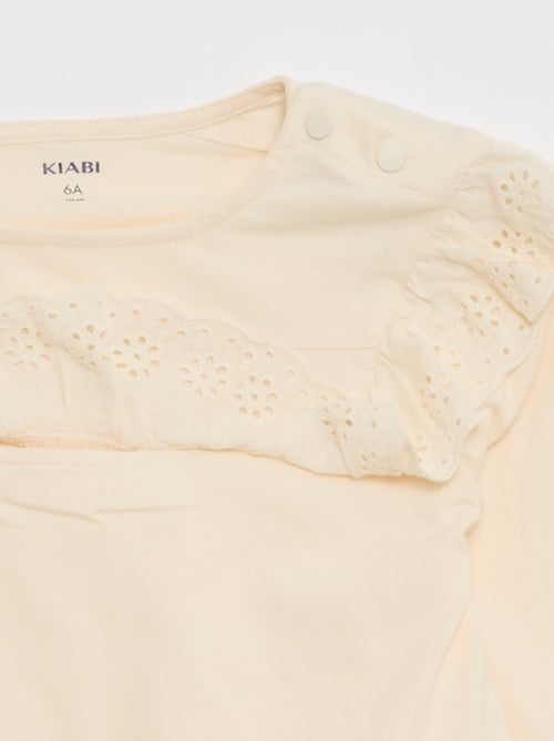 Blouse avec plastron avec broderies anglaises - So Easy - Kiabi
