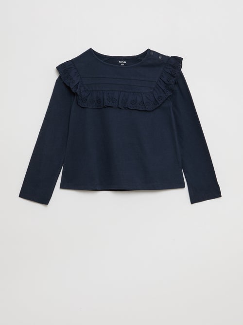 Blouse avec plastron avec broderies anglaises - So Easy - Kiabi