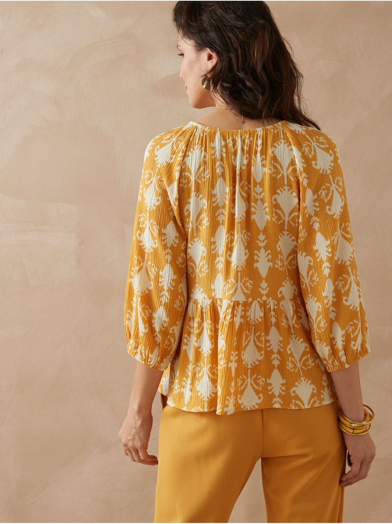 Blouse avec smocks - DAXON Blanc Jaune - Kiabi