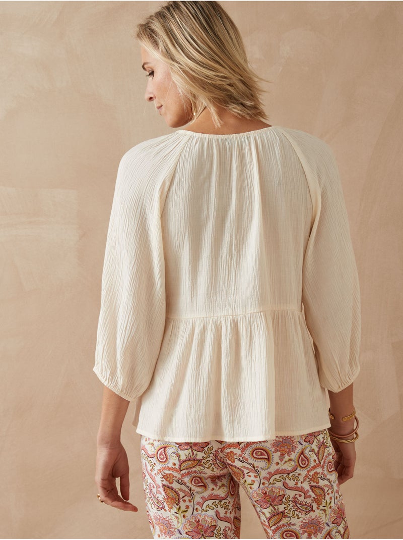 Blouse avec smocks - DAXON Ecru - Kiabi