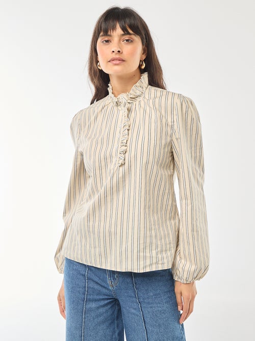 Blouse avec volants au col et à l'ouverture - Kiabi