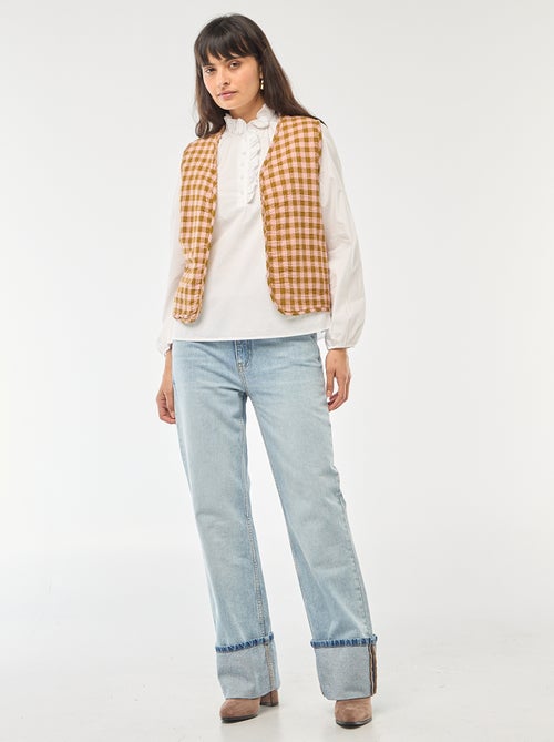 Blouse avec volants au col et à l'ouverture - Kiabi