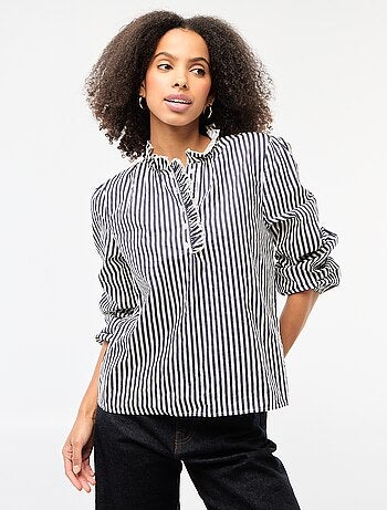 Blouse avec volants au col et à l'ouverture