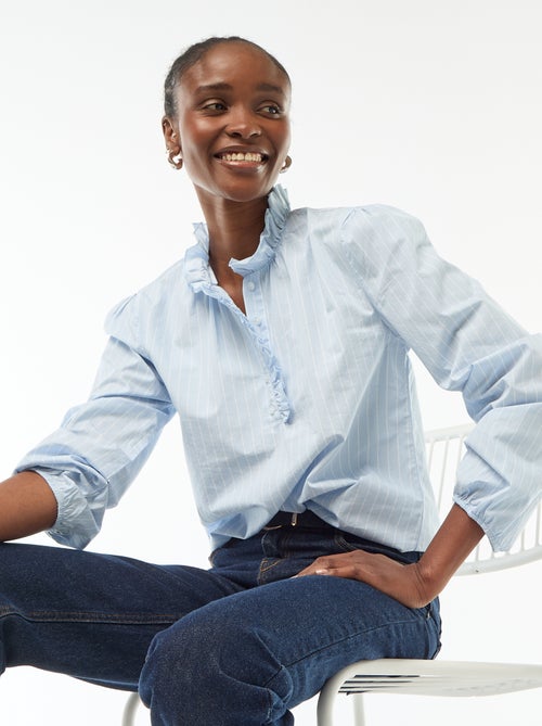 Blouse avec volants au col et à l'ouverture - Kiabi