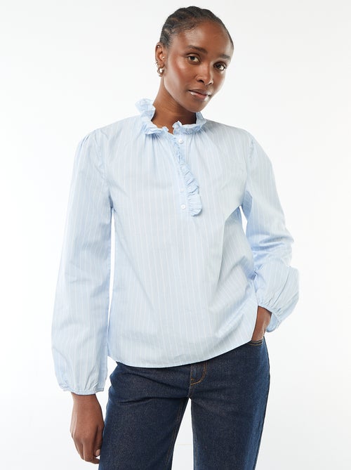 Blouse avec volants au col et à l'ouverture - Kiabi