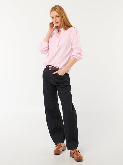 Blouse avec volants au col et à l'ouverture - Kiabi