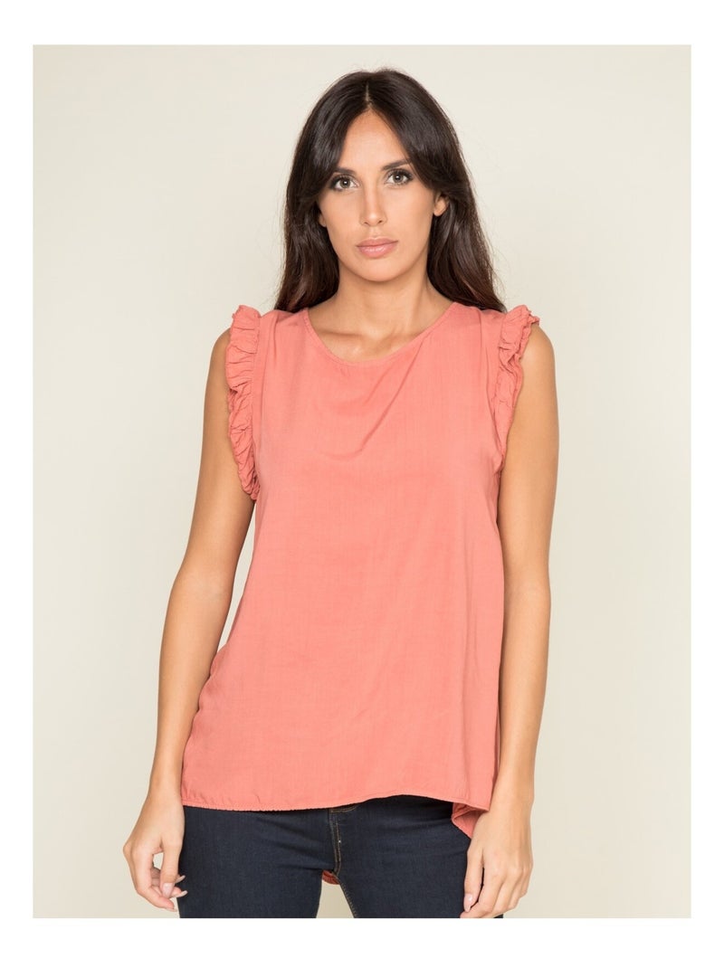 Blouse avec volants FORSELI Rouge brique - Kiabi