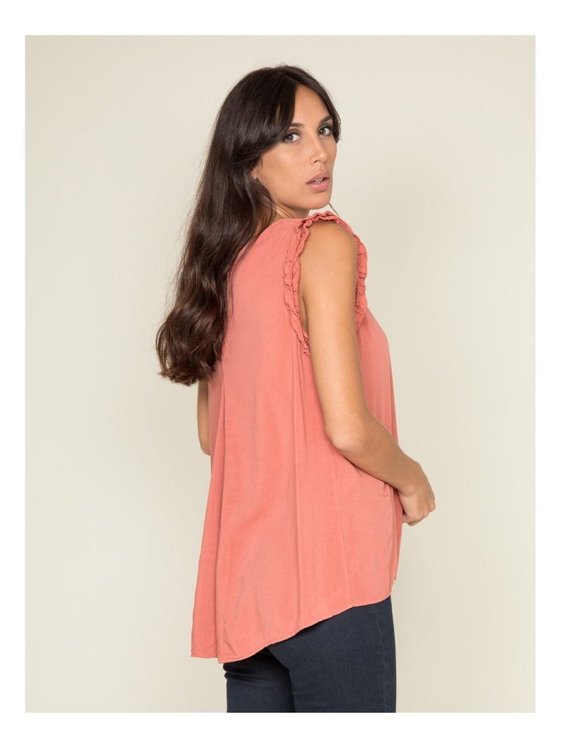 Blouse avec volants FORSELI Rouge brique - Kiabi
