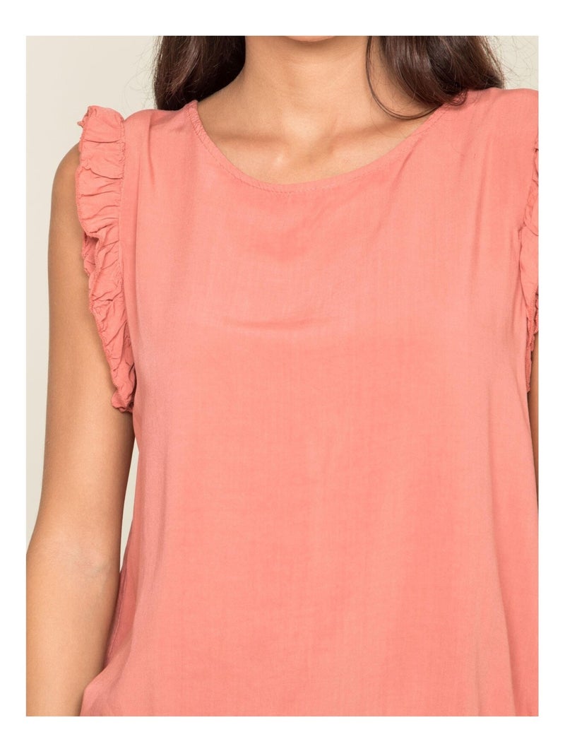 Blouse avec volants FORSELI Rouge brique - Kiabi