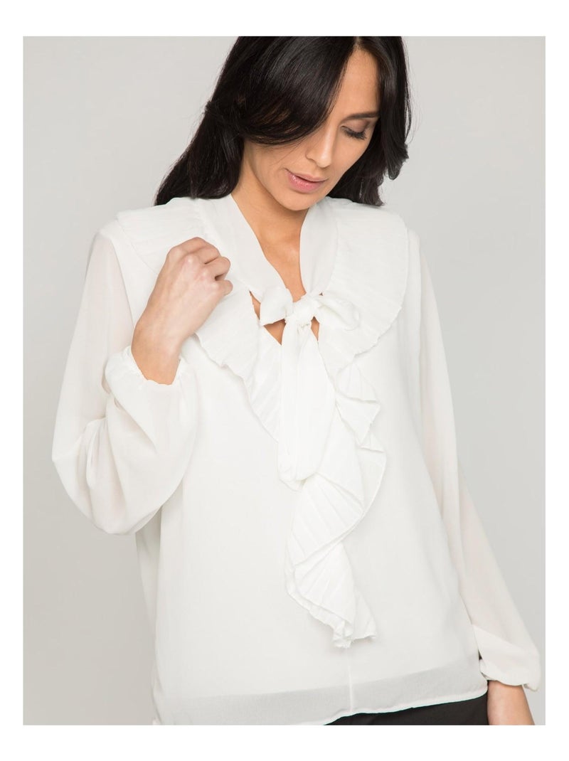 Blouse avec volants FOYA Noir - Kiabi