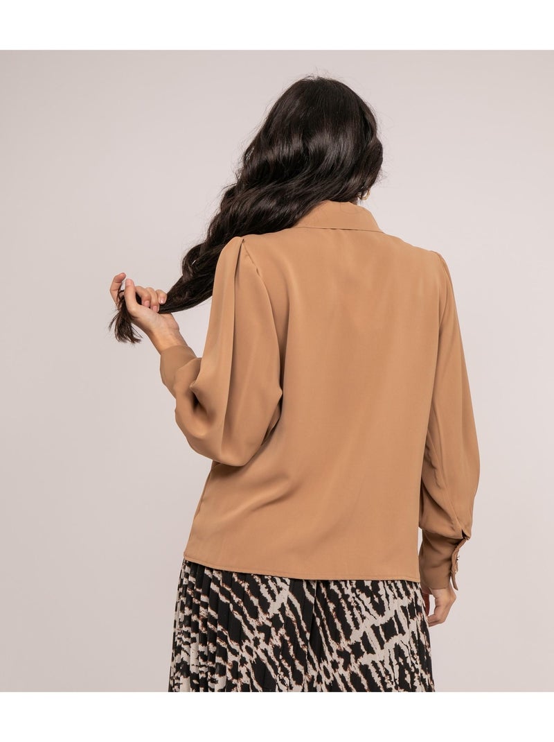 Blouse avec volants OKIER Marron caramel - Kiabi
