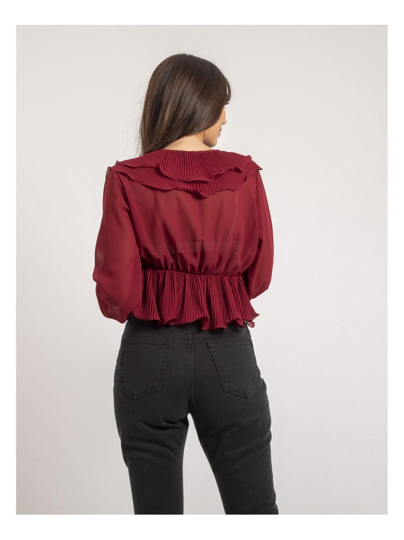 Blouse avec volants OPULA Bordeaux - Kiabi