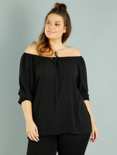 Blouse bardot en crêpe Grande taille femme - Kiabi - 17,00€