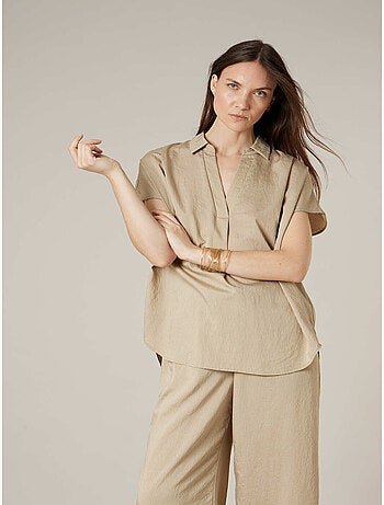 Blouse beige femme fluide 'Deeluxe'