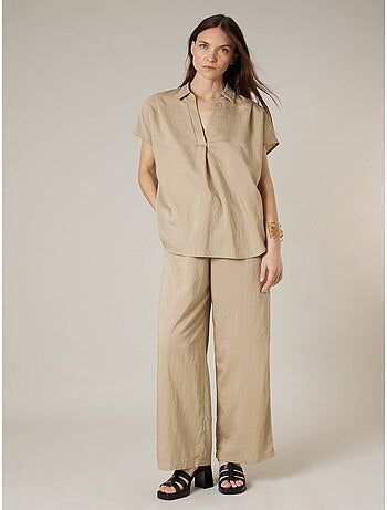 Blouse beige femme fluide 'Deeluxe'