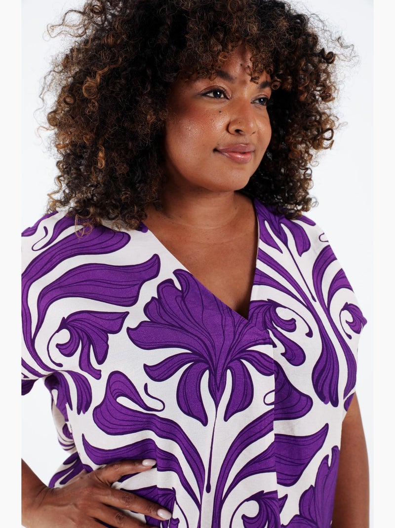 Blouse bicolore à imprimé floral PAPRIKA Kaki - Kiabi