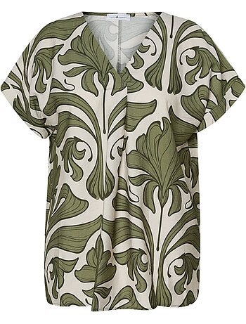 Blouse bicolore à imprimé floral PAPRIKA