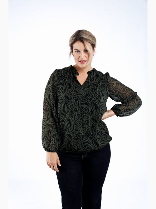 Blouse bicolore imprimé cachemire PAPRIKA - Kiabi