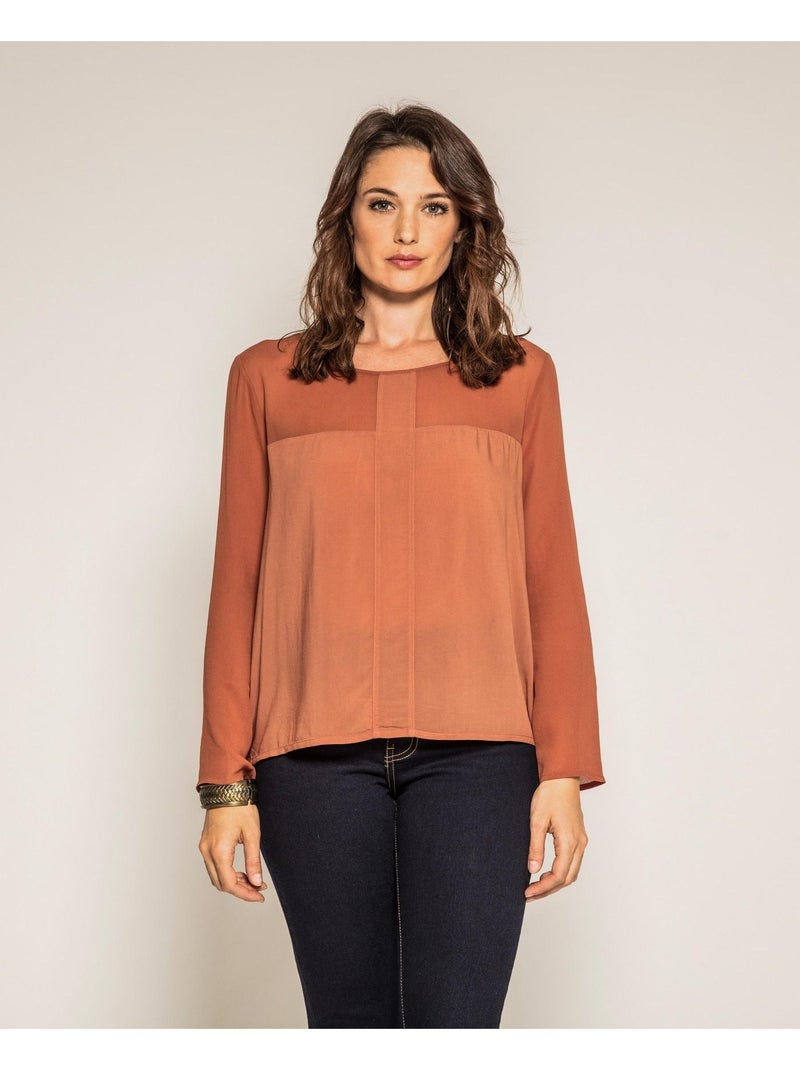 Blouse bimatière ORIANE Marron - Kiabi