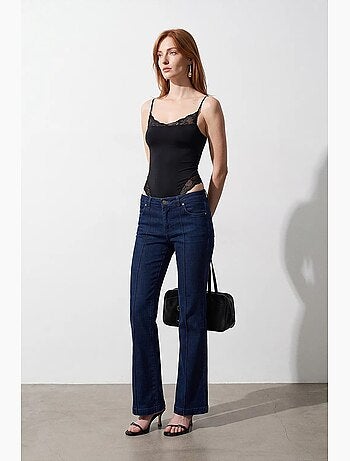 Blouse body sans manches en dentelle, coupe slim dilvin