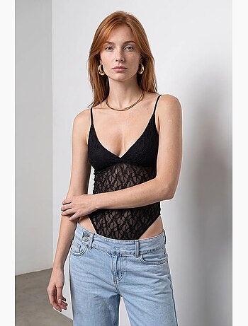 Blouse body sans manches en dentelle dilvin