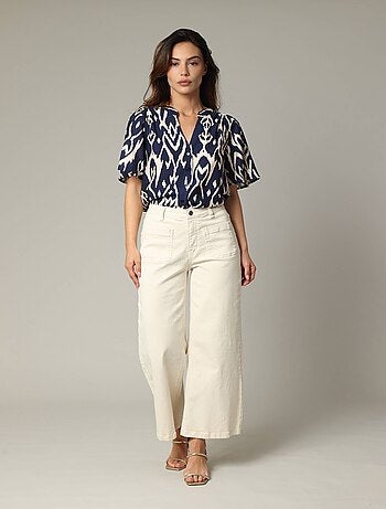 Blouse bohème en viscose à motif ethnique et encolure V 'Deeluxe'