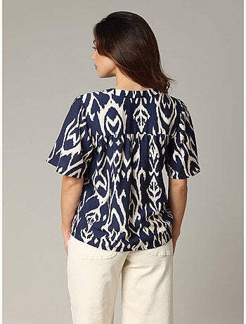 Blouse bohème en viscose à motif ethnique et encolure V 'Deeluxe'