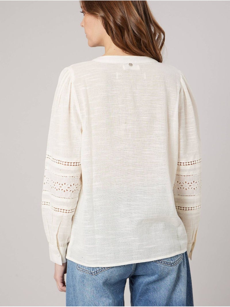 Blouse bohème femme en 100% coton 'Deeluxe' Blanc - Kiabi