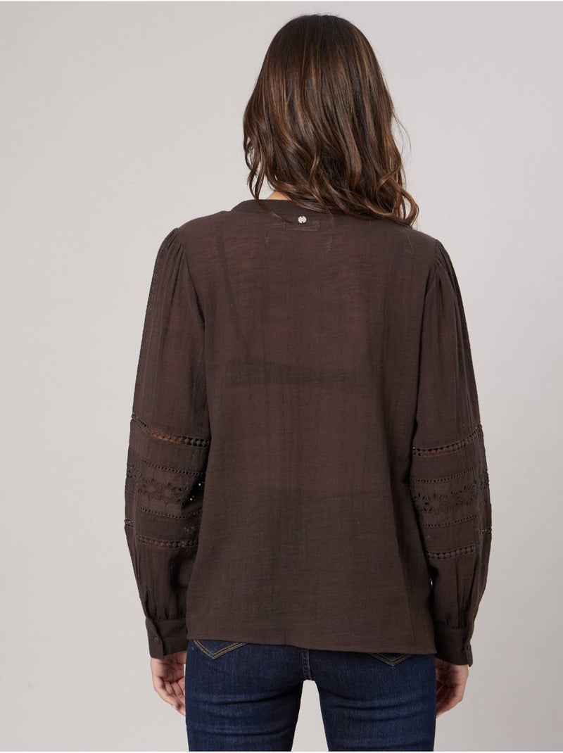 Blouse bohème femme en 100% coton 'Deeluxe' Marron - Kiabi