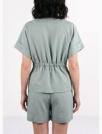Blouse boutonnée et ceinturée, avec lin - AFIBEL
