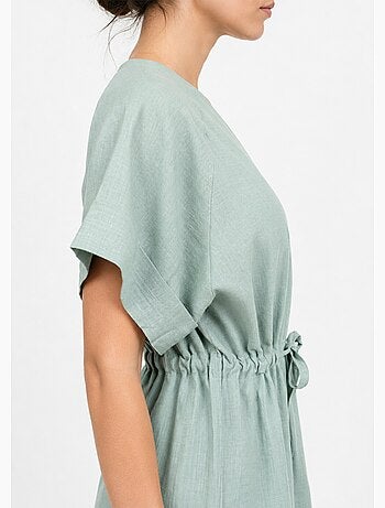 Blouse boutonnée et ceinturée, avec lin - AFIBEL