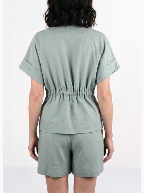 Blouse boutonnée et ceinturée, avec lin - AFIBEL - Kiabi Blouse boutonnée et ceinturée, avec lin - AFIBEL - Kiabi