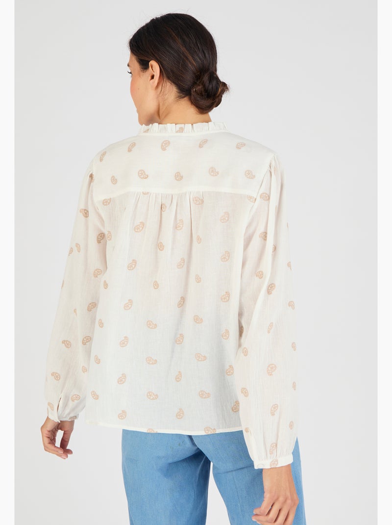 Blouse brodée - Damart Blanc - Kiabi