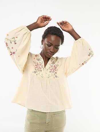 Blouse brodée à fleurs