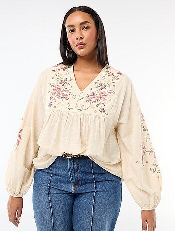 Blouse brodée à fleurs