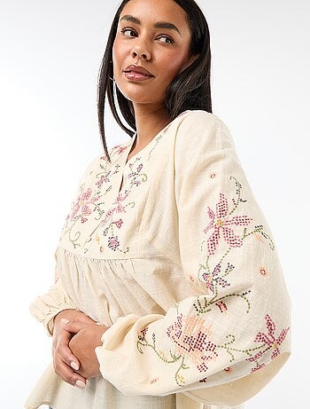 Blouse brodée à fleurs