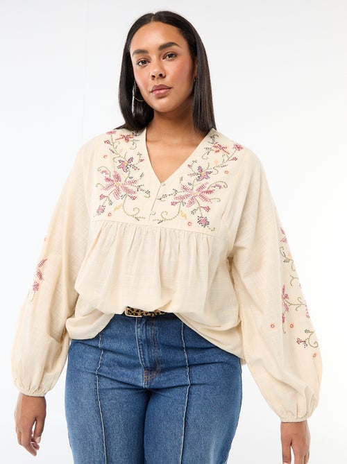 Blouse brodée à fleurs - Kiabi