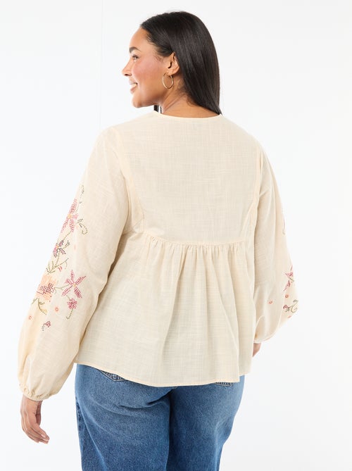 Blouse brodée à fleurs - Kiabi