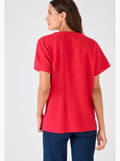 Blouse brodée en double gaze effet crêpé - Damart - Kiabi