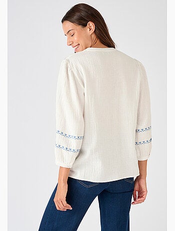 Blouse brodée en gaze de coton - Damart