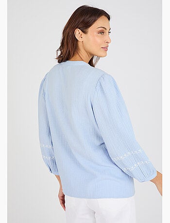 Blouse brodée en gaze de coton - Damart
