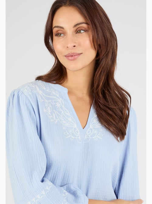 Blouse brodée en gaze de coton - Damart - Kiabi